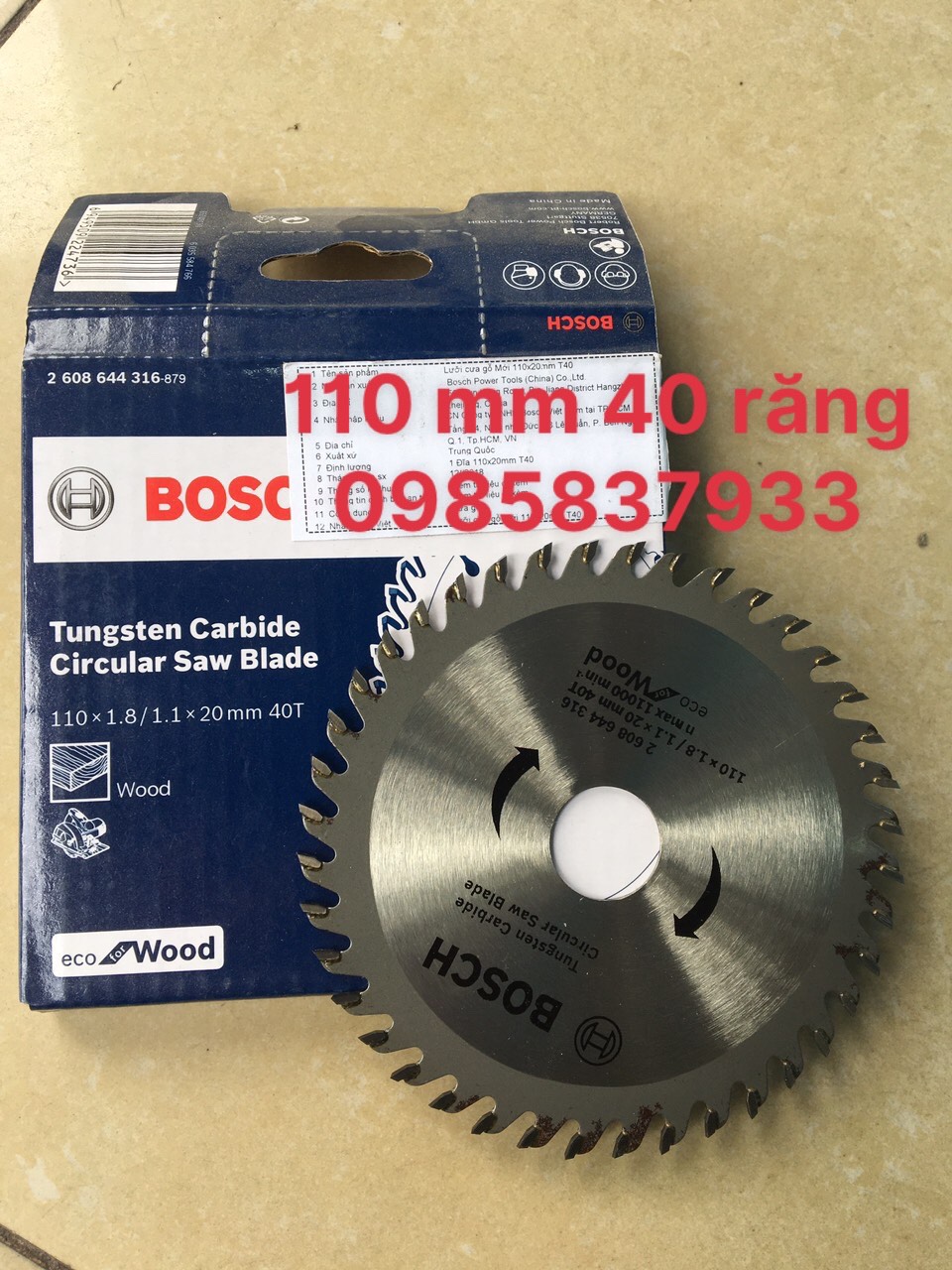Lưỡi cưa gỗ 110 mm 40 răng chính hãng