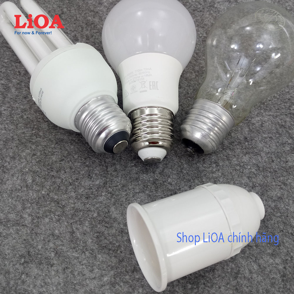 Combo 2 Đui đèn LiOA đui xoáy E27 màu trắng - DDXW