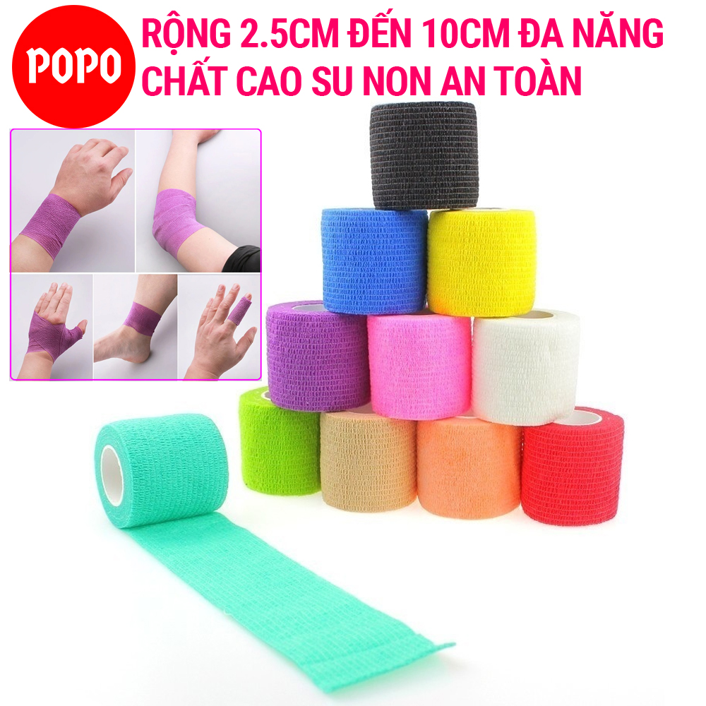 Băng keo thể thao cao su non POPO quấn, cuốn tay chân chống chấn thương, hỗ trợ thi đấu và tập luyện