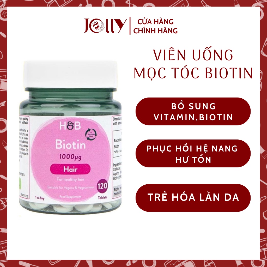 Viên uống kích thích mọc tóc biotin 1000mg h&b jolly cosmetics
