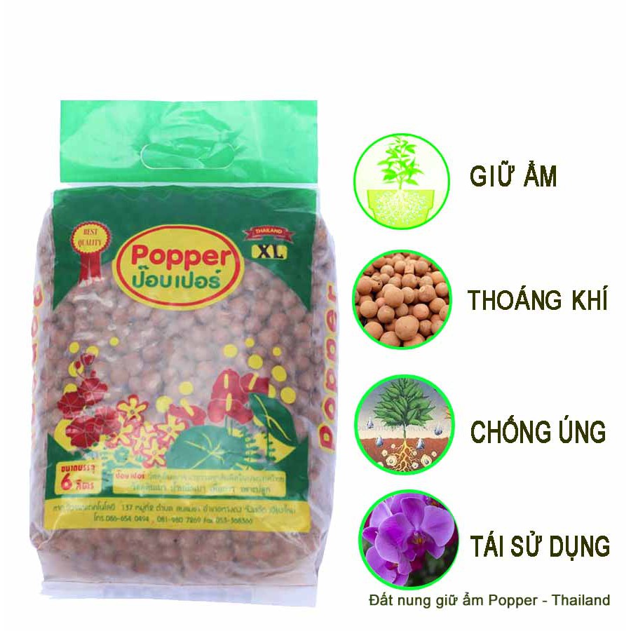 [HCM]ĐẤT SÉT NUNG POPPER TRỒNG LAN CÂY CẢNH - 6 LÍT SIZE-L ( 8- 12 MM )