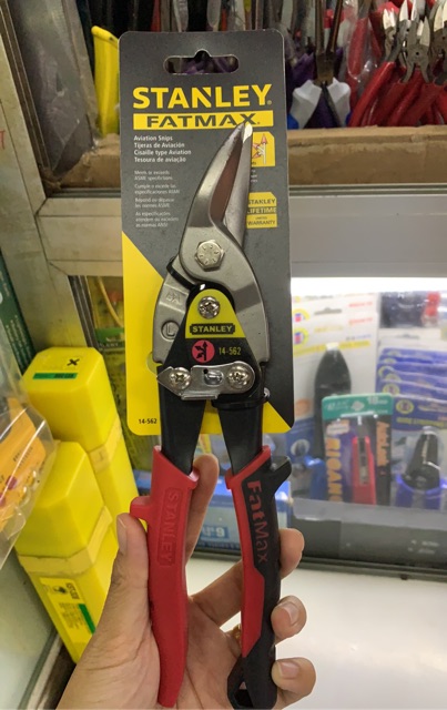 Scissors shear maxsteel bent nose left 10in-red handle Stanley 14-562