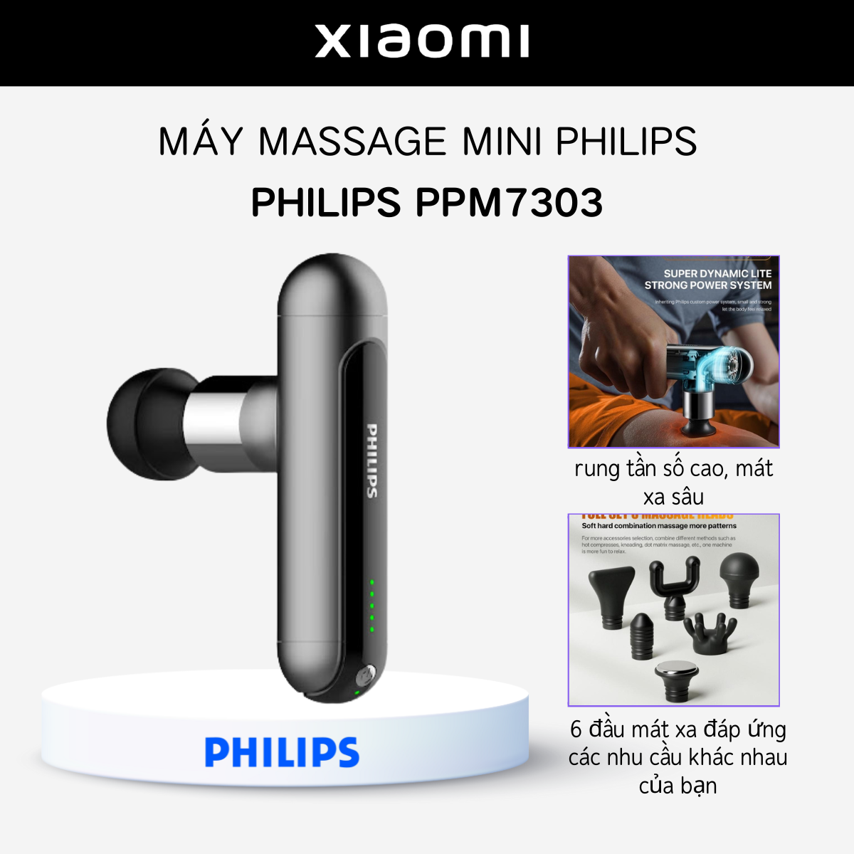 Máy massage mini Philips PPM7303 - Bảo hành 24 tháng - Mi Fans