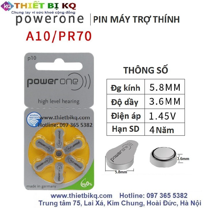 Pin máy trợ thính PowerOne P10 zine veta Đức