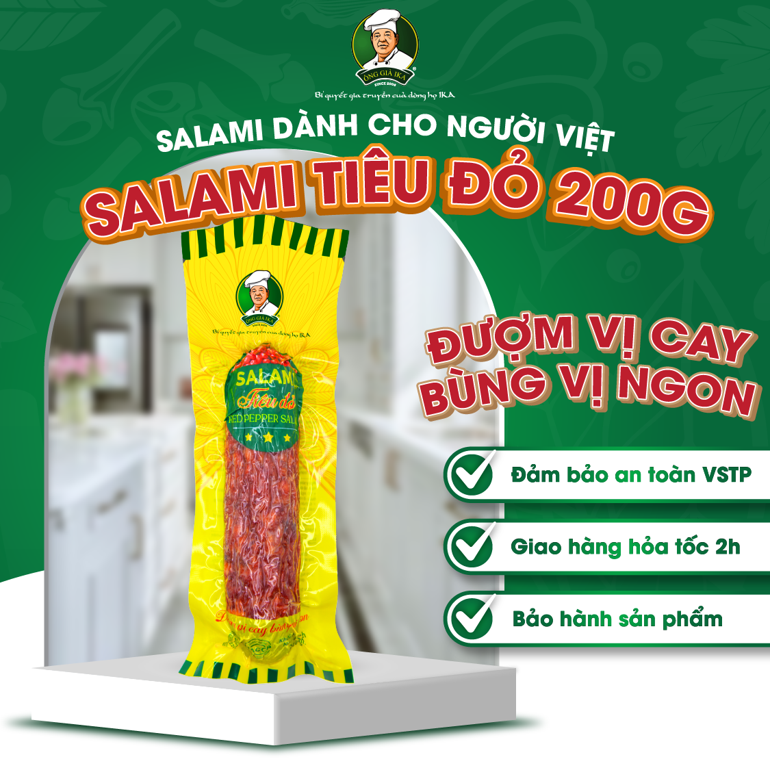 [Chỉ giao HCM & Hà Nội] Salami tiêu đỏ 200g Ông già Ika