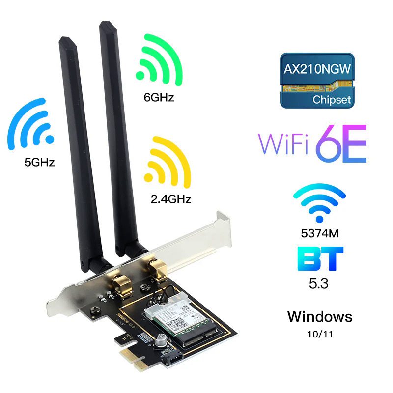 3000mbps wifi6e in ax210 bluetooth 5.3 băng tần kép 2.4g5ghz wifi thẻ 802. 11axac pci express mạng không dây card adapter pc