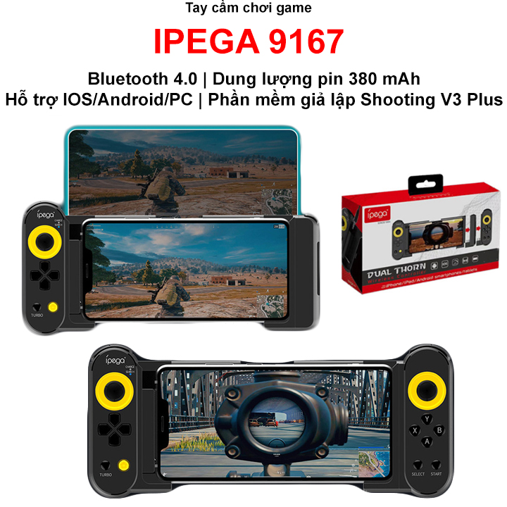 Tay cầm chơi game Bluetooh cho điện thoại IPEGA 9167,Liên quân, Freefire,Fifa,COD,Pes