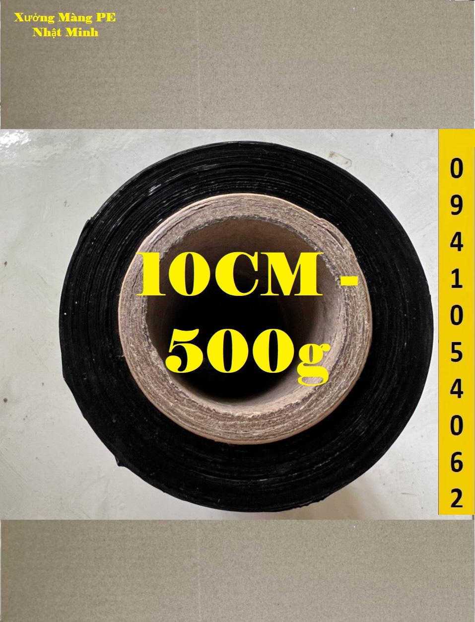 Màng PE đen, màng quấn đen 10cm 600g