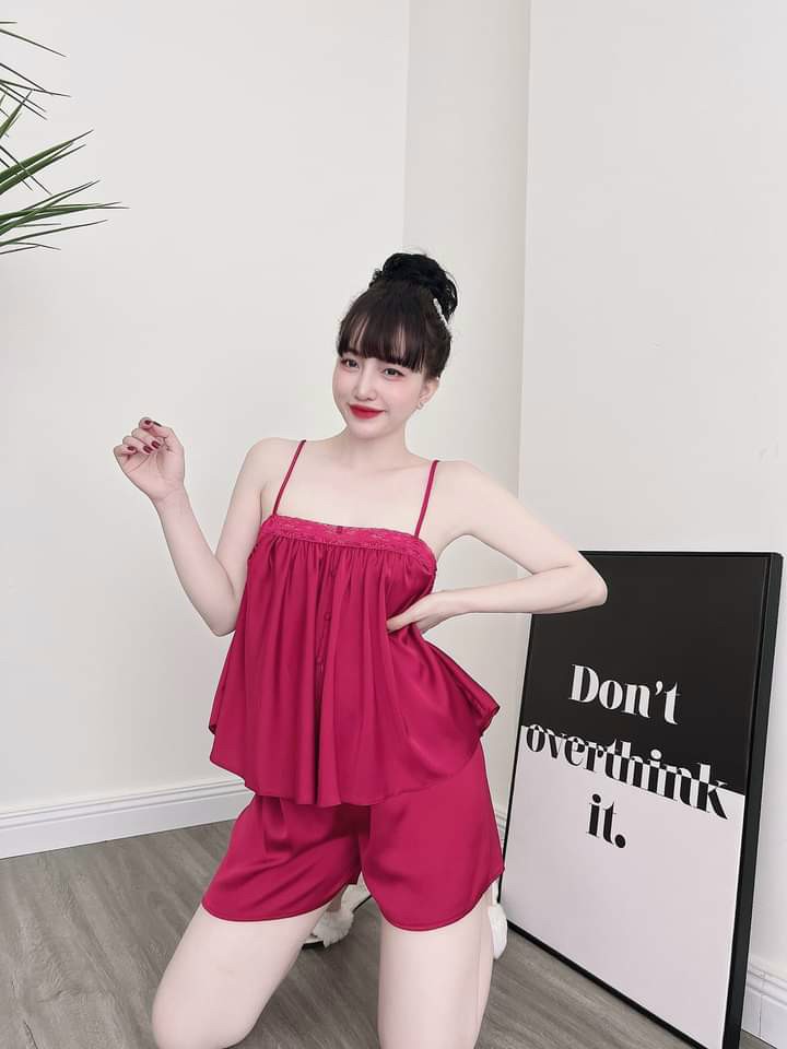 Đồ ngủ nữ sexy 2 dây dễ thương lụa satin cao cấp mặc thoáng mát