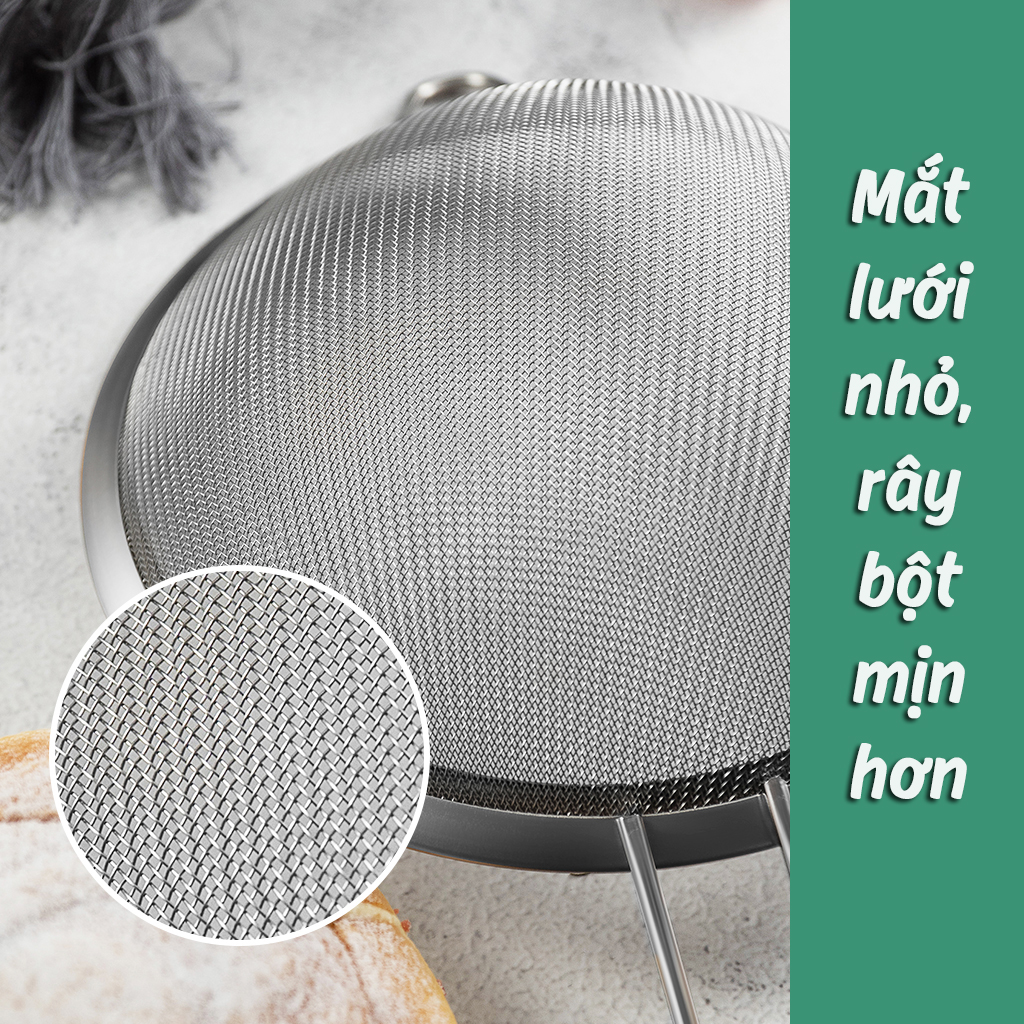 Rây lọc cháo, rây bột inox có tay cầm