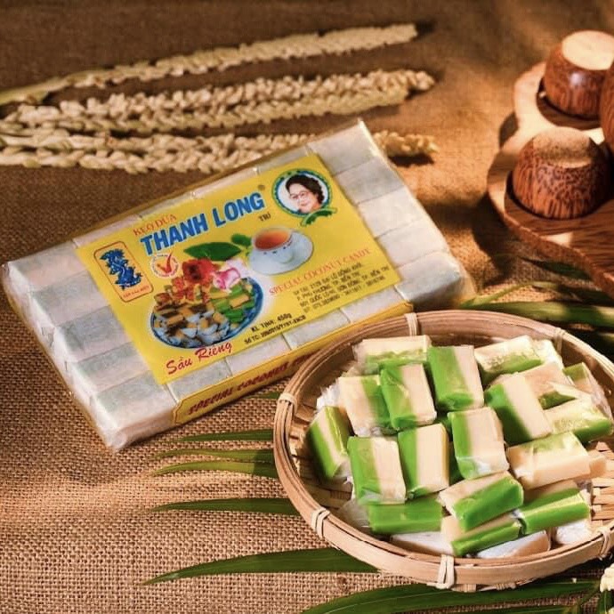 Kẹo dừa Lá Dứa Sầu Riêng Thanh Long- Hộp 450g