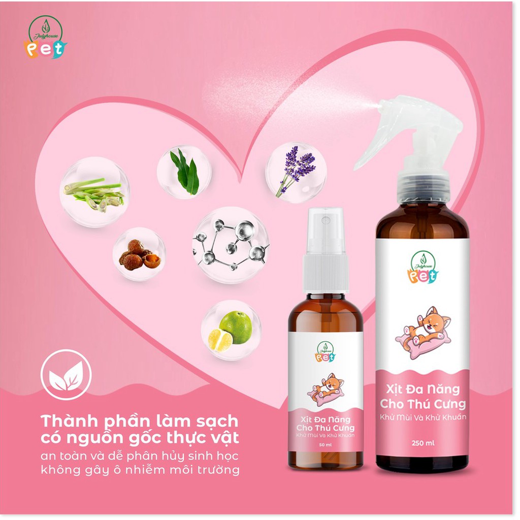 [HCM]Nước lau sàn cấp tốc dạng xịt khử khuẩn khử mùi chó mèo 50ml JULYHOUSE kết hợp tinh dầu Oải Hương Khuynh Diệp Sả Chanh