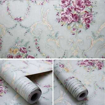Giấy dán tường hoa văn cổ điển xanh ( cuộn dài 10m khổ rộng 45cm, có sẵn keo)