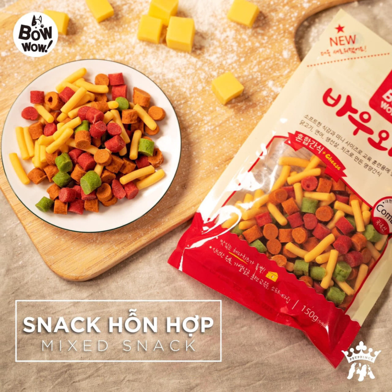 Bánh thưởng cho chó Snack hỗn hợp Mixed Snack Bowwow Hàn Quốc 150g