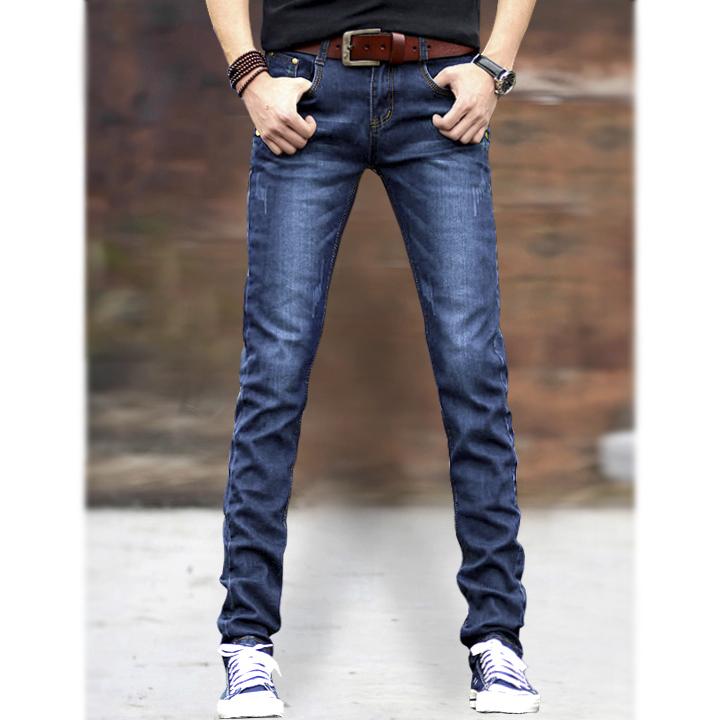 Quần jean nam trơn đen chất cotton co giãn thoáng mát dáng ôm