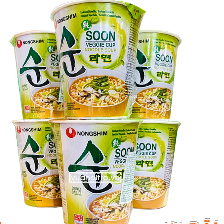 Thùng 12 ly mì chay soon veggie nongshim 68g x 12 ly