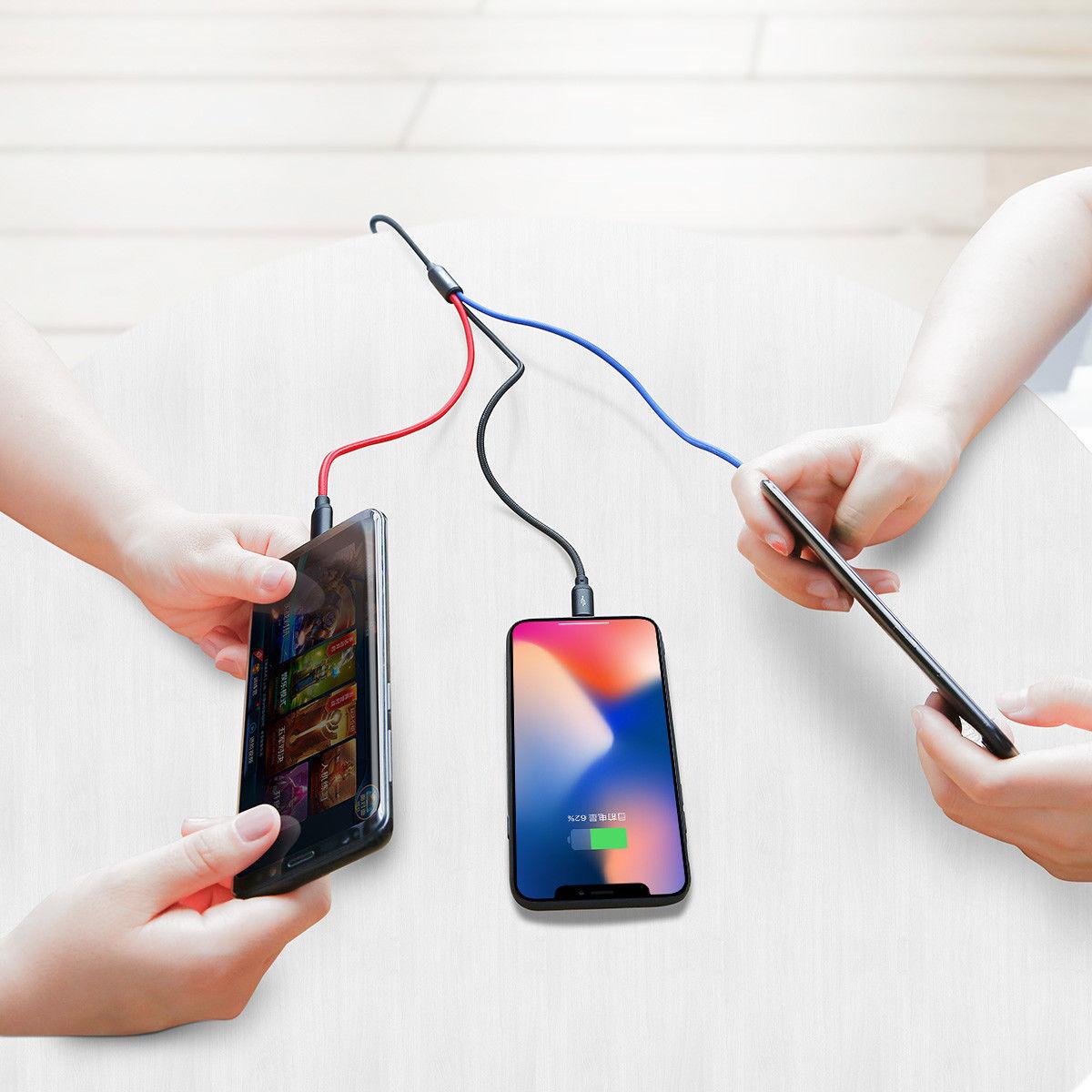 Cáp đa năng Baseus 3 trong 1 cho iPhone, Type C, Micro USB 30cm gọn nhẹ đem đi du lịch