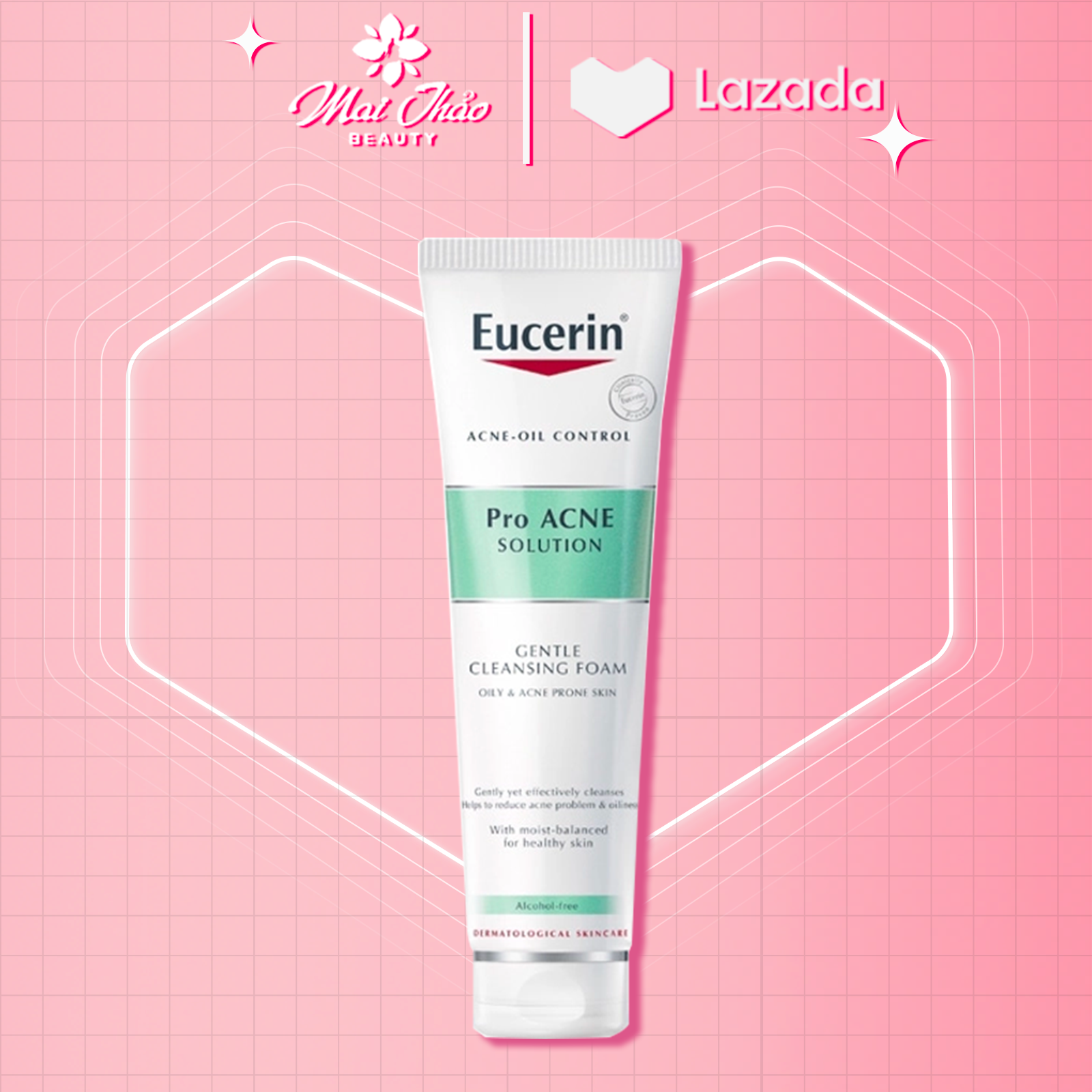 Eucerin Sữa rửa mặt tạo bọt cho da nhờn mụn ProAcne Cleansing Foam 150g