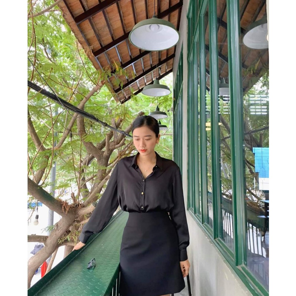 ÁO SƠ MI PHI BÓNG NÚT ĐỒNG