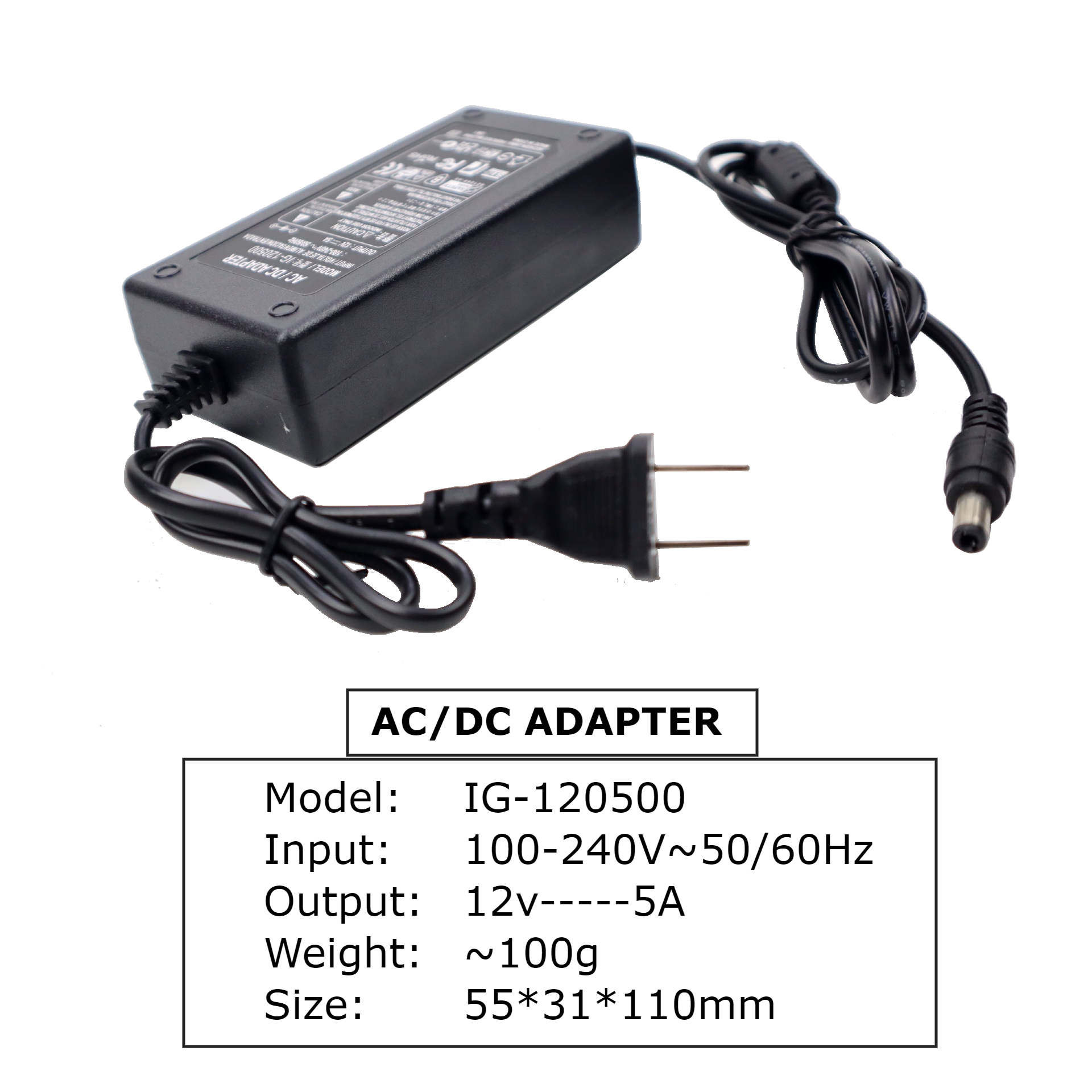 Nguồn 12v 5A adapter DC/AC có đèn báo dùng cho camera, modem wifi, đèn LED...