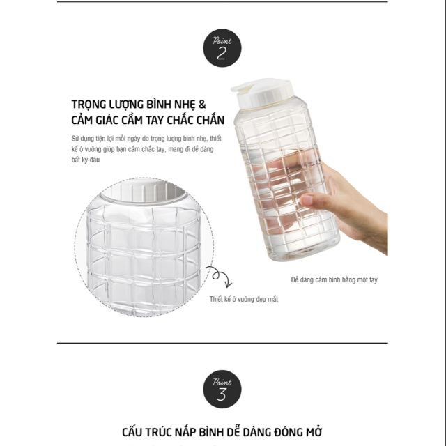 Bình nước Jug Lock&Lock 1.2L - Nắp màu trắng - HAP812