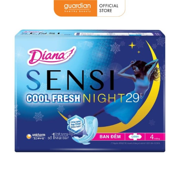 Băng Vệ Sinh Diana Sensi Cool Fresh Night 29cm (4 miếng) nhập khẩu
