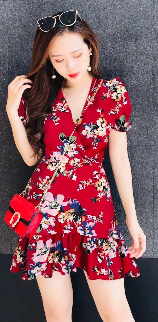 Đầm voan họa tiết hoa