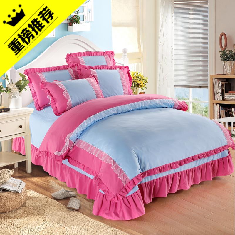 100% Cotton Bộ Bốn Chiếc Cô Gái 100% Cotton Duy Nhất Hai Người Ga Trải Giường Vỏ Chăn Công Chúa Công Chúa Hoạt Hình Trẻ Em Bộ Đồ Dùng Trên Giường Bao Gồm 1.5