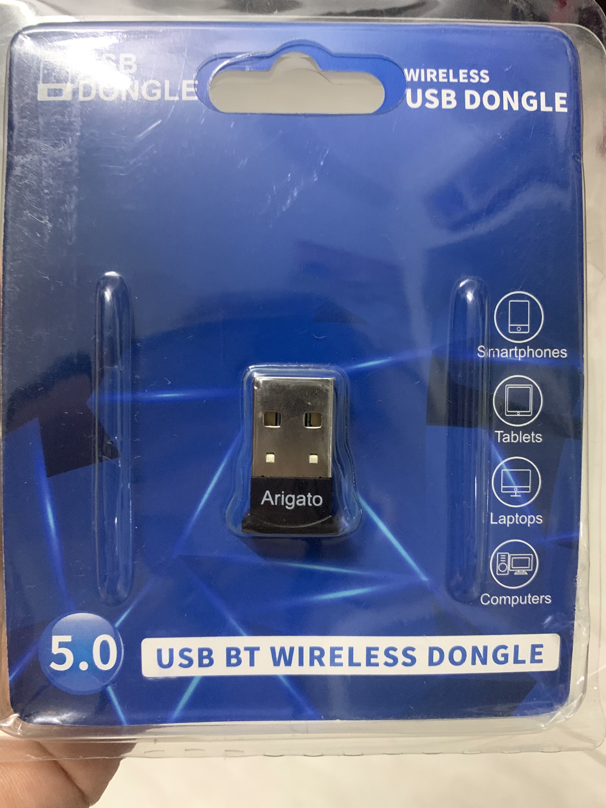 USB Bluetooth Dongle Arigato 5.0 không dây cho PC máy tính Win 10 8 7