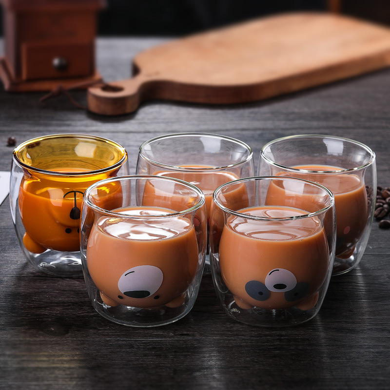 Ly gấu thủy tinh 2 lớp dễ thương