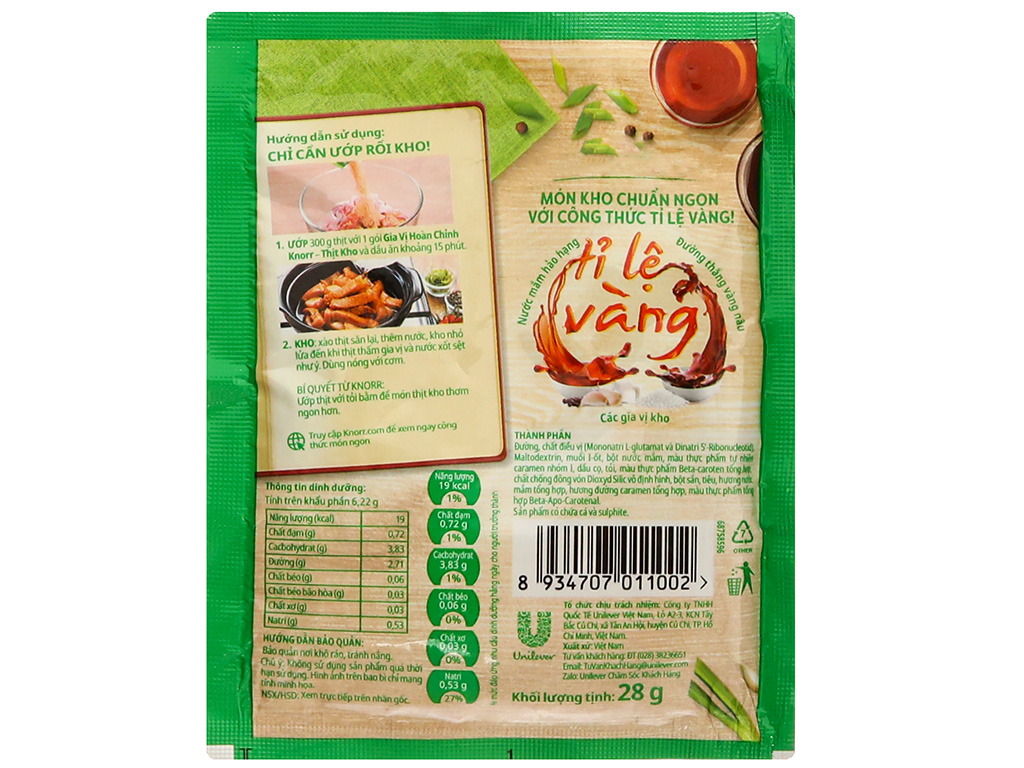 Gia vị Thịt kho/Cá kho/Canh chua Knorr gói (28-30g)
