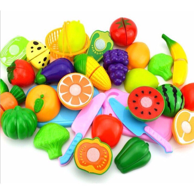 Bộ Đồ Chơi Cắt Hoa Quả Rau Củ Bằng Nhựa Cho Bé 14 Món - Bảo An Kids