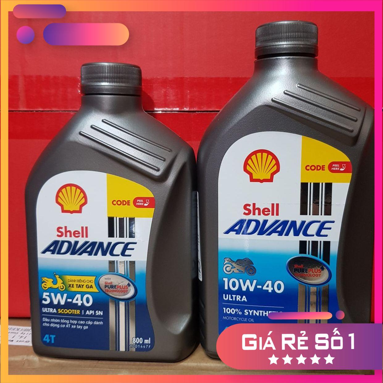 -Siêu Sale- nhớt Shell Advance Ultra 10W40 1L, nhớt shell xe số xe côn tay-xe tay ga shell ultra 10W40 1L/800ml tổng hợp 100% khách tuỳ chọn nhớt cho loại xe phù hợp