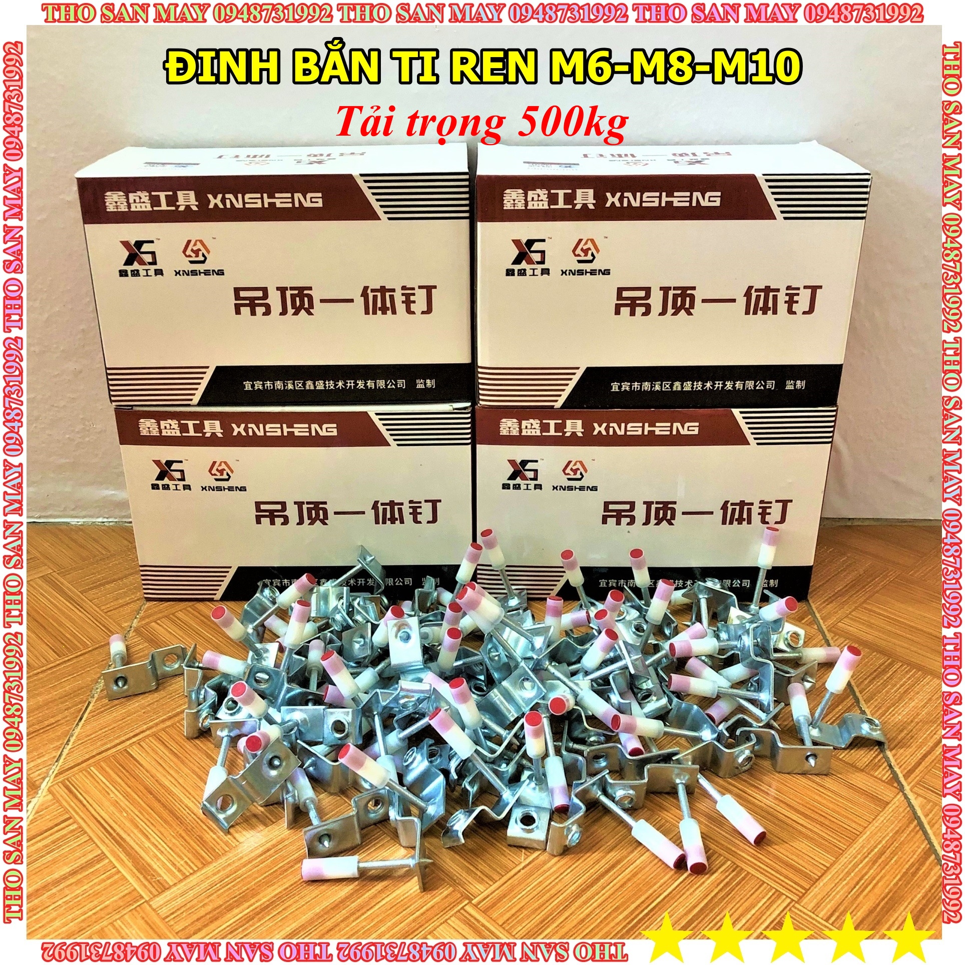 Tắc kê cho máy bắn ti trần m6-m8-m10 - đinh bắn ty ren - hộp 100 đinh