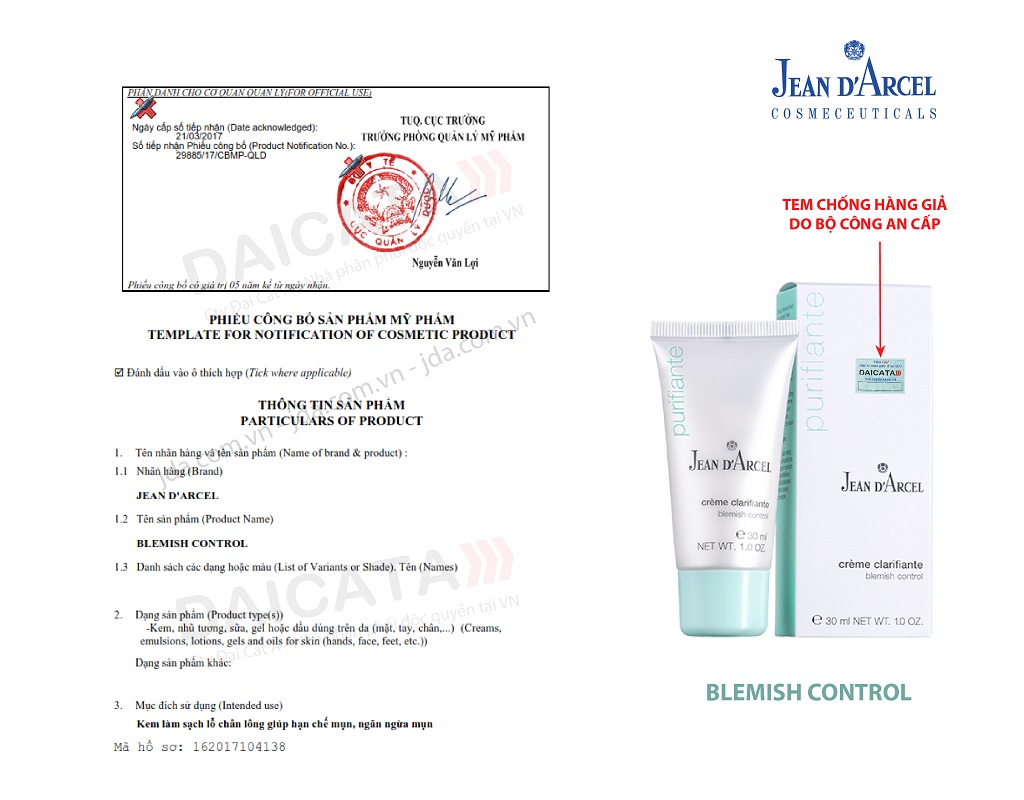 Kem làm giảm mụn nhanh Blemish Control - J11 Jean D’Arcel (30ml)