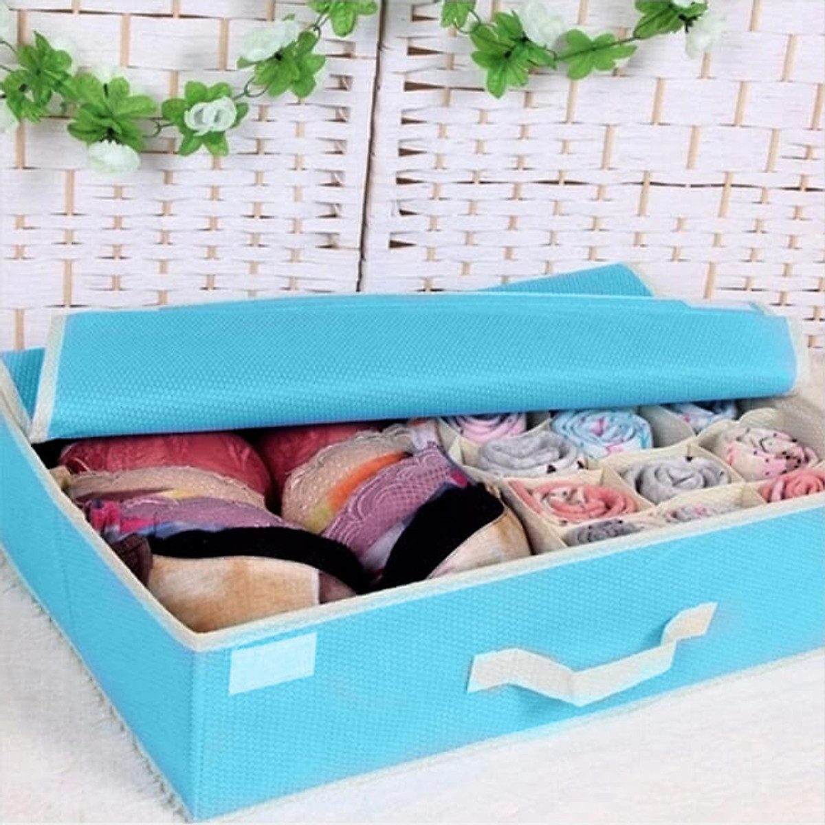 Hộp đựng đồ lót 16 ngăn có nắp đậy tiện dụng - giao màu ngẫu nhiên