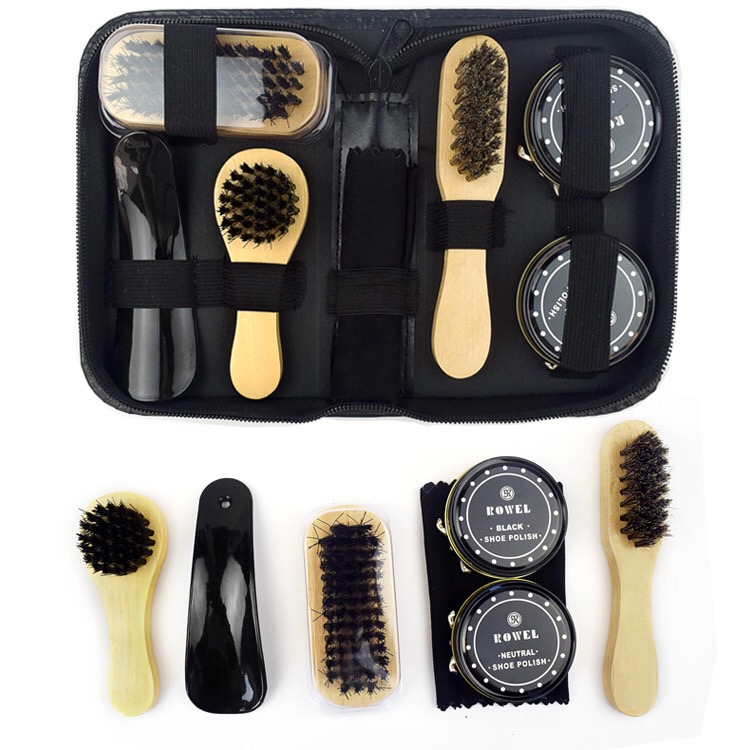 Premium 7 pieces of black shoe polish set-black, white, brown, opaque/shoe brush/shoe accessories-cleaning shoes Kivo