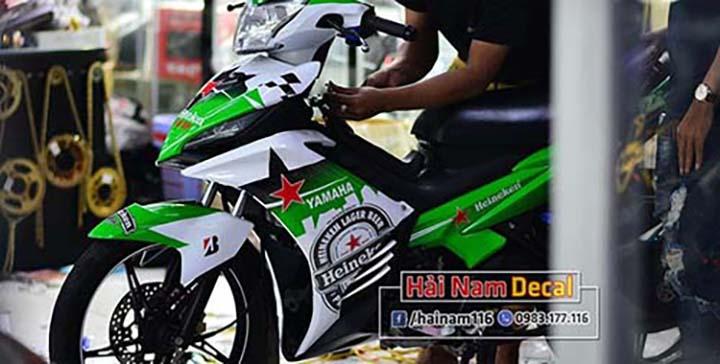 Tem trùm exciter 135 xanh trắng henikenn