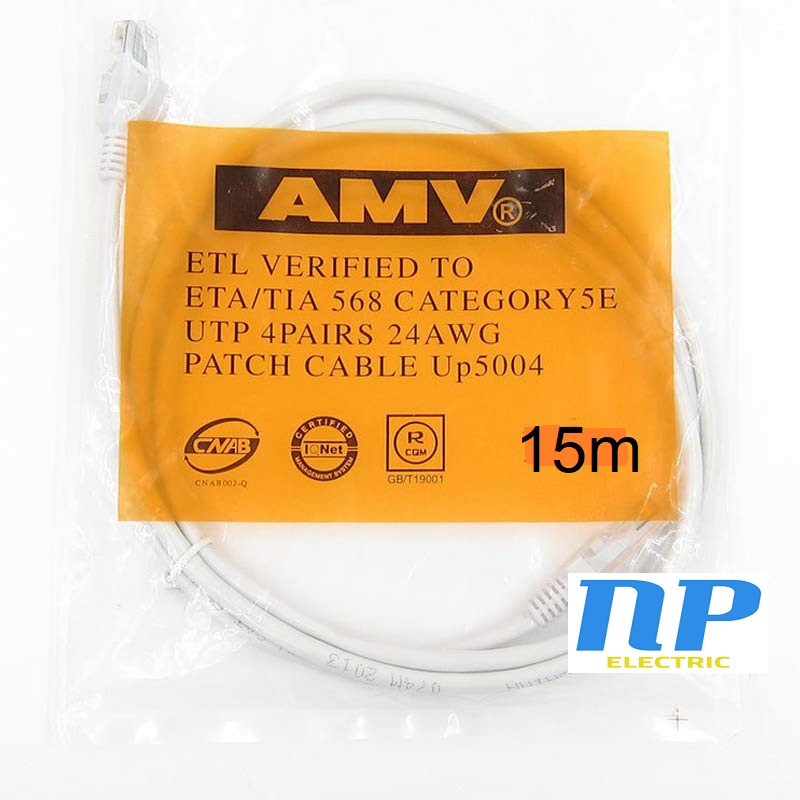 Dây cáp mạng lan internet bấm sẵn amv dài 15 mét chuẩn cat 5e