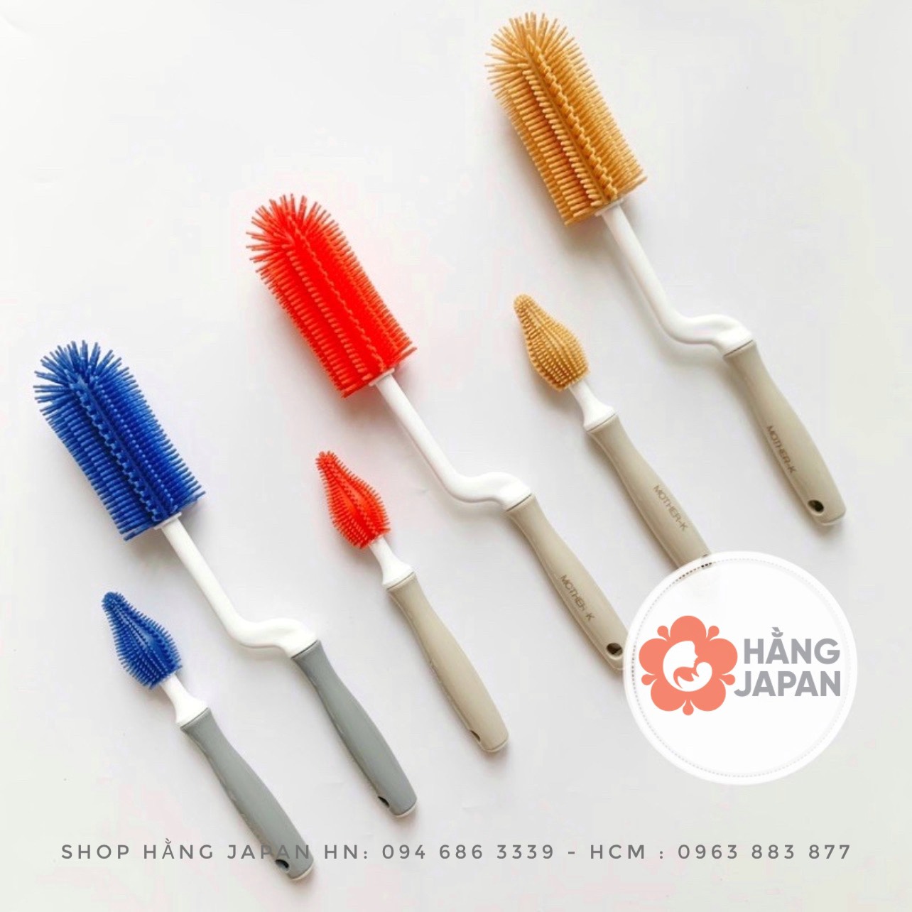 Bộ cọ bình sữa, núm ti Silicone Mother-K