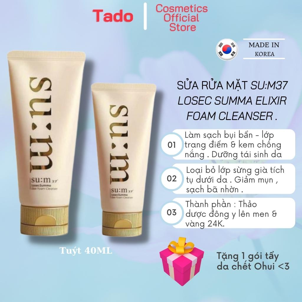 Sữa rửa mặt Sum37 Losec Summa  Elixir Foam Cleanser giảm mụn,sạch bã nhờn,dưỡng tái sinh tuýt 40ml -Tado Cosmetics Store