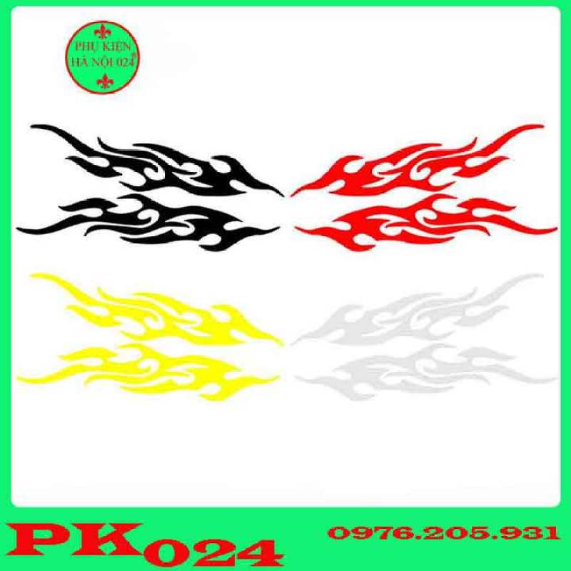 trang trí ô tô - Bộ 2 Nhãn Dán Xe Hình Ngọn Lửa Flame
