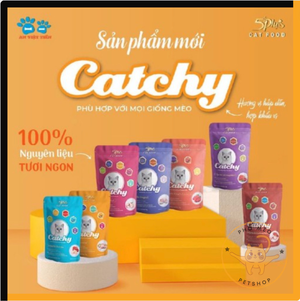 Pate Catchy 5Plus cho mèo gói 70g