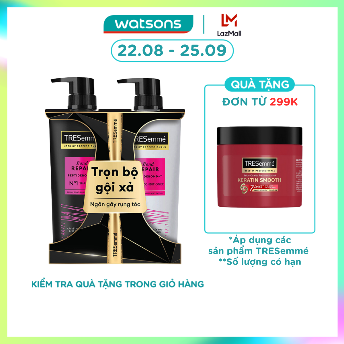 Combo gội xả tresemmé salon rebond dầu gội 480g+ dầu xả 480g