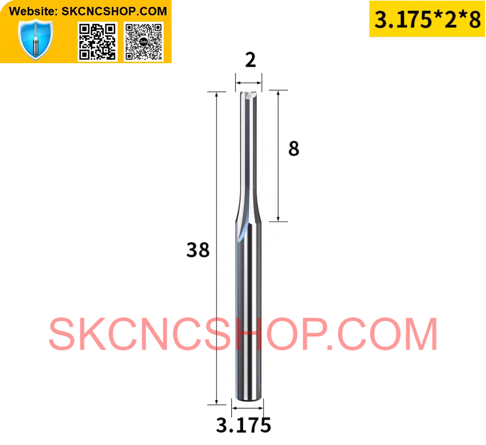 Mũi dao CNC 2 ME thẳng - 5A - Chuyên Alu - SK CNC SHOP