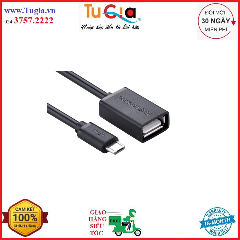 Cáp Micro USB 2.0 OTG Ugreen 10396 (màu đen) dài 12cm-Hàng Chính Hãng
