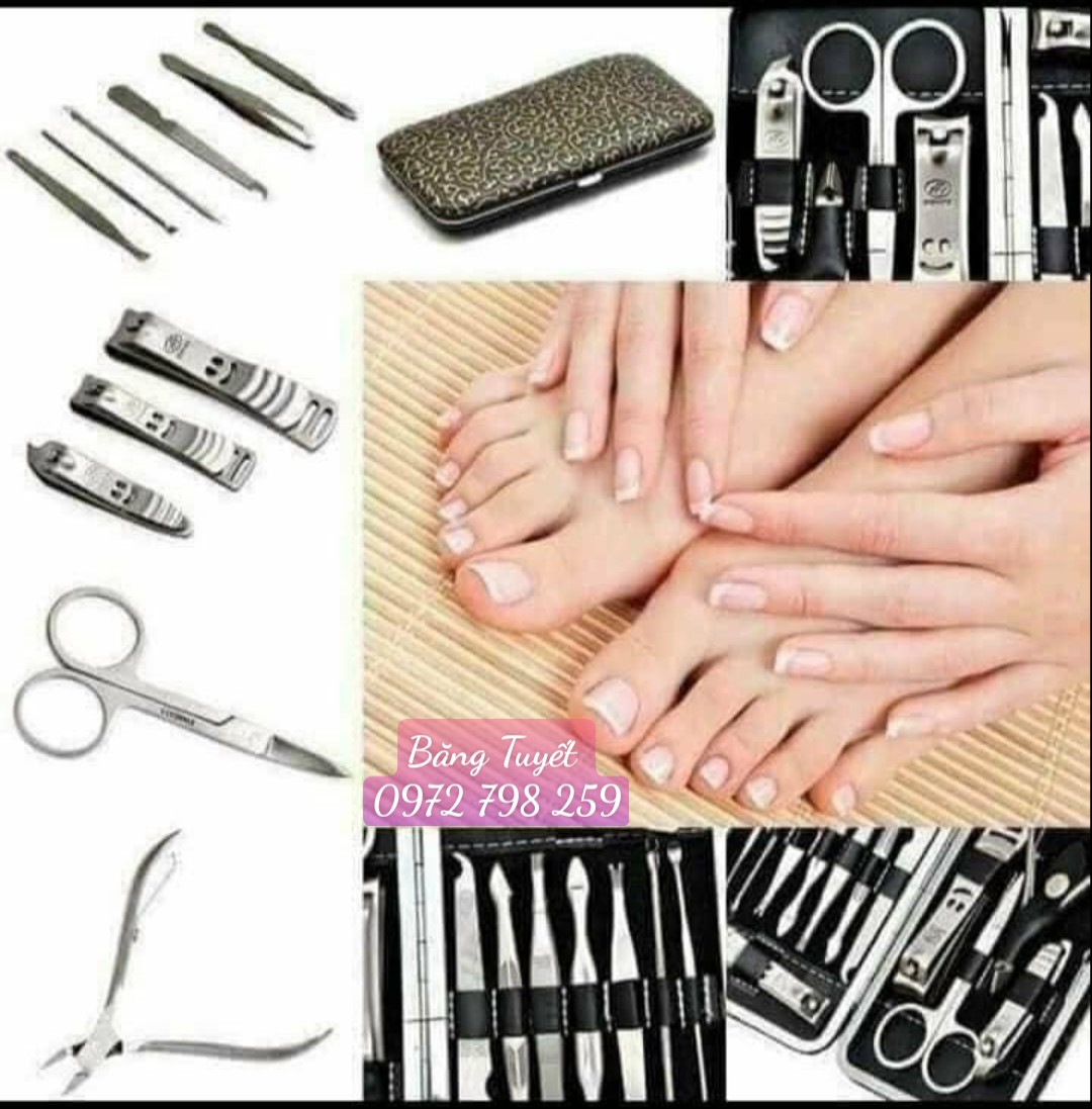Bộ kìm kéo bấm móng cắt móng dụng cụ chăm sóc móng tay 12 món