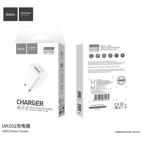 Củ sạc 1A Hoco UH102, cóc sạc dùng cho iPhone, iPad, Android - Chính hãng