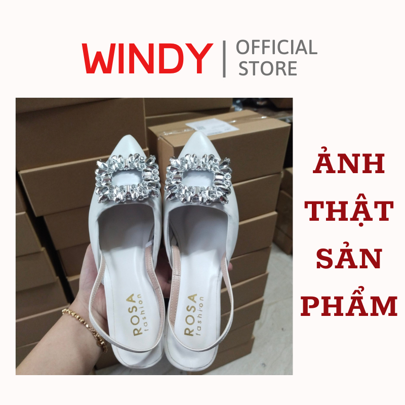 Giày cao gót bít mũi đính đá gót nhọn 8 phân WINDY CG-0617