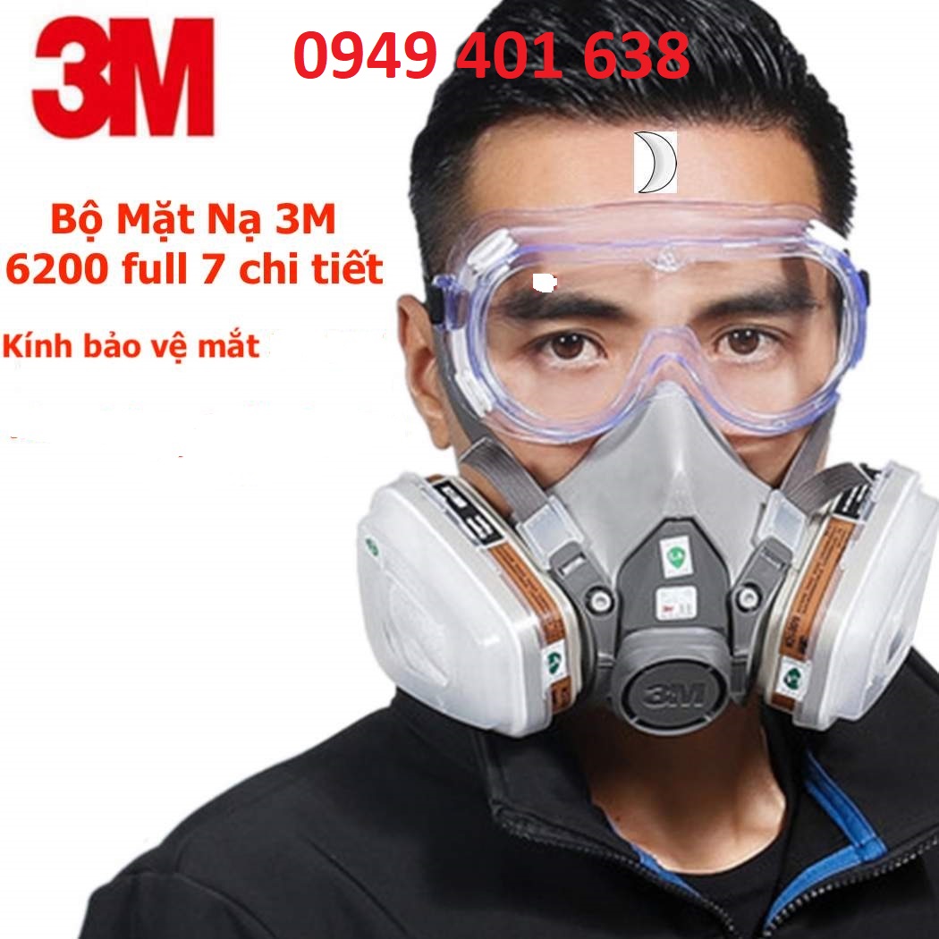 MẶT NẠ  PHÒNG ĐỘC+ KÍNH 3M6200 PHÒNG ĐỘC, CHỐNG ĐỘC